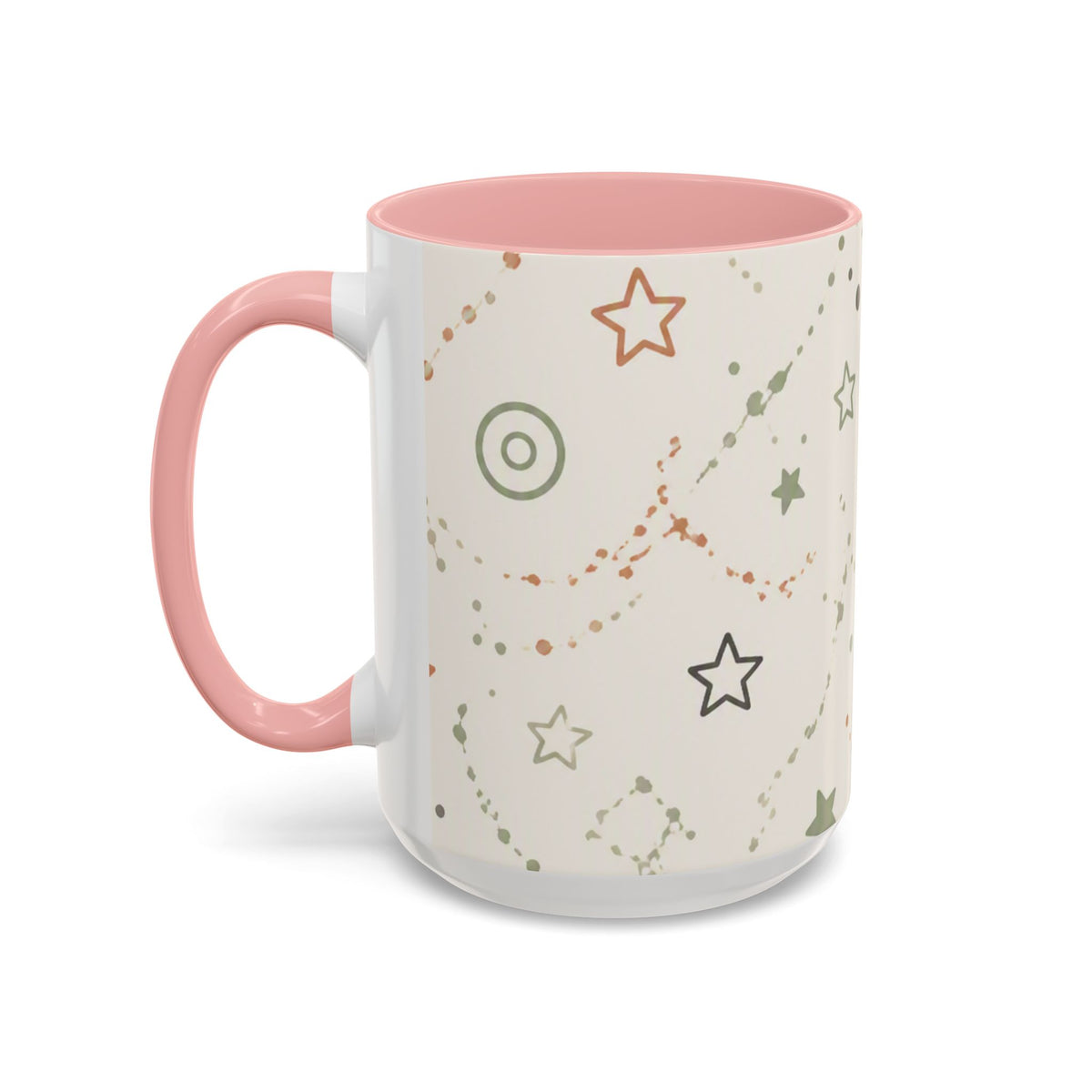 Starry Doodle Accent Coffee Mug — Minimal Neutral Stars Pattern (11/15oz)