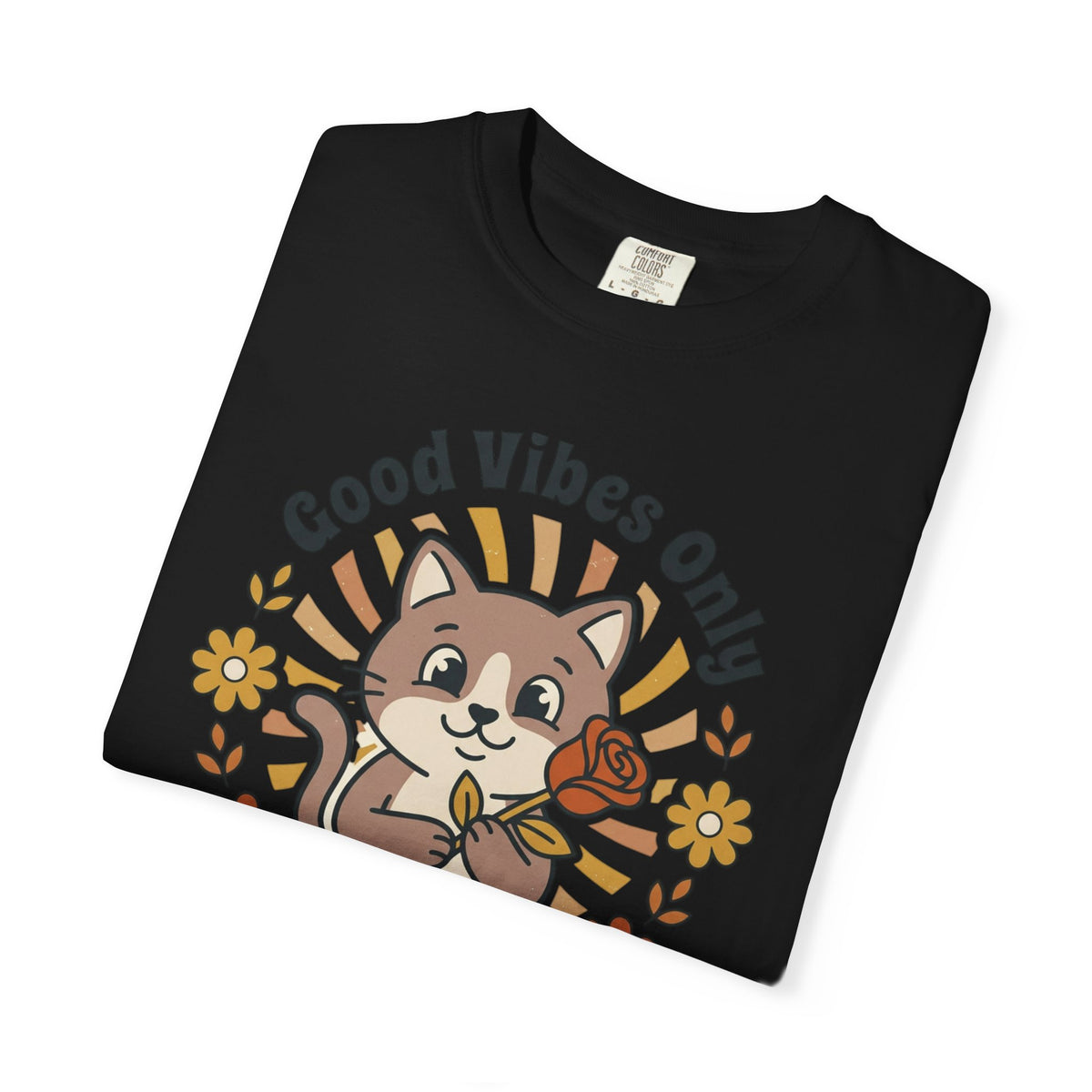 Good Vibes Only Cat T Shirt Floral Cat Graphic Tee