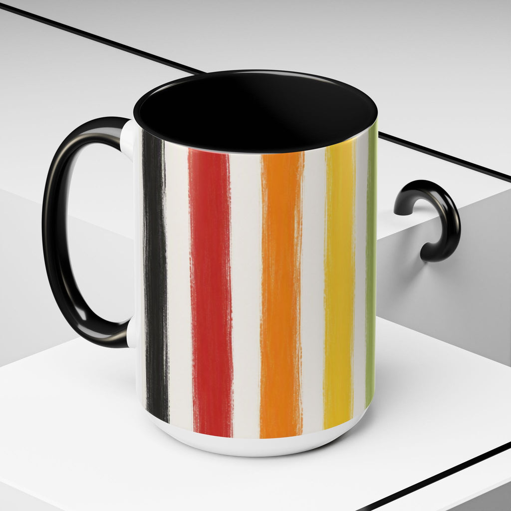 Rainbow Striped Accent Coffee Mug (11/15oz)