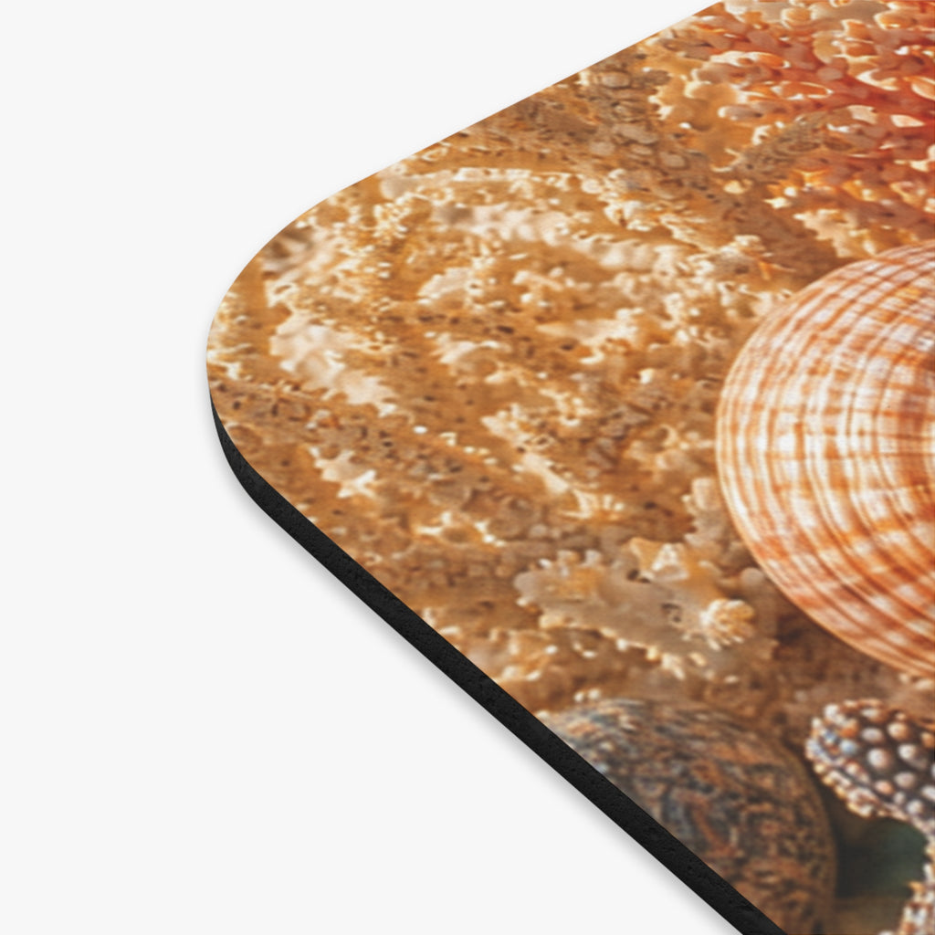Seashells and Starfish Mouse Pad | Coastal Beach Shell Desk Mat