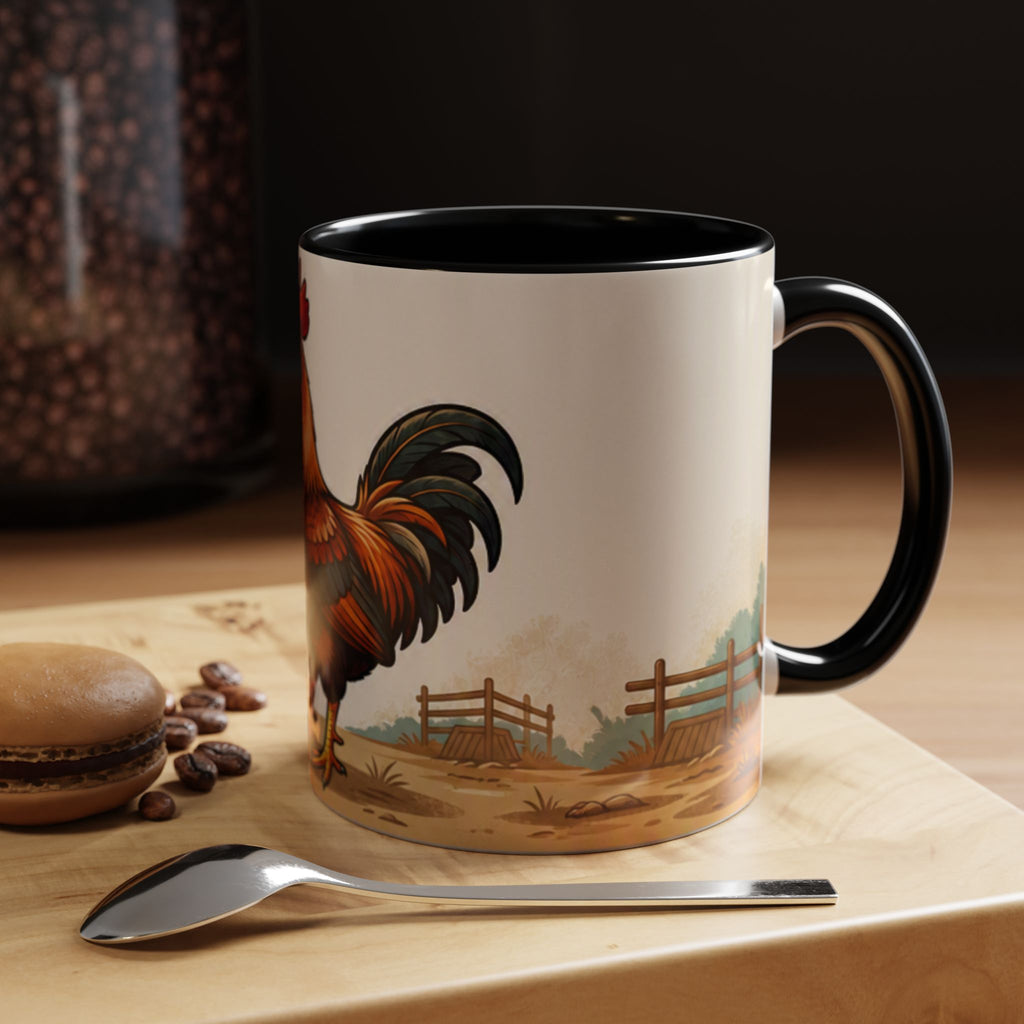 Rooster Accent Coffee Mug – Rustic Farmhouse Morning Mug