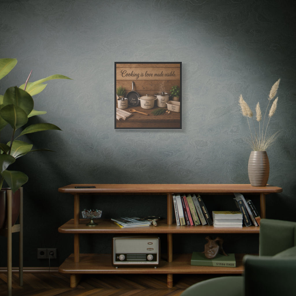 Cooking Is Love Made Visible — Rustic Kitchen Canvas Wall Art