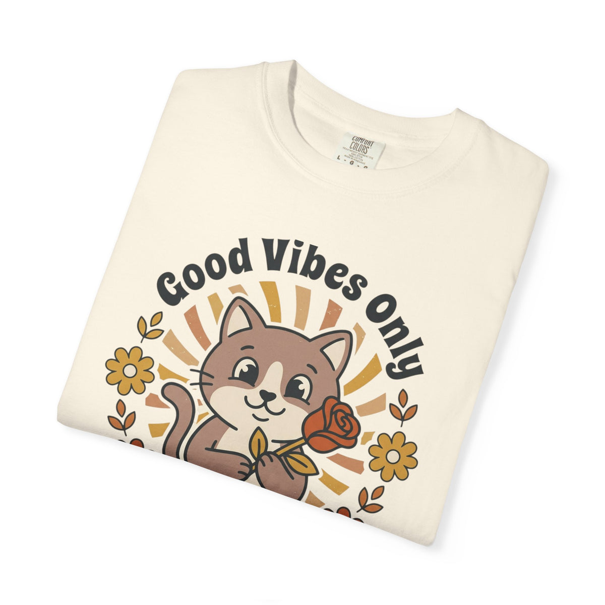 Good Vibes Only Cat T Shirt Floral Cat Graphic Tee