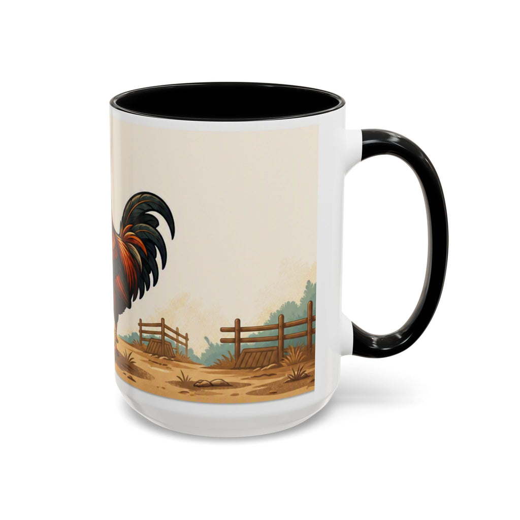 Rooster Accent Coffee Mug – Rustic Farmhouse Morning Mug