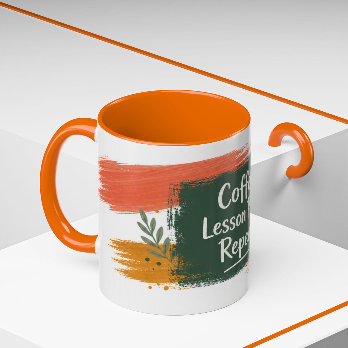 Teacher Coffee Mug - "Coffee. Lesson Plans. Repeat." Accent Ceramic Cup (11/15oz)