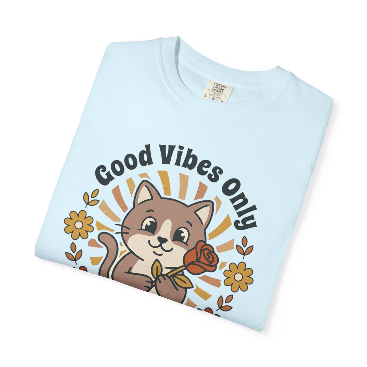 Good Vibes Only Cat T Shirt Floral Cat Graphic Tee