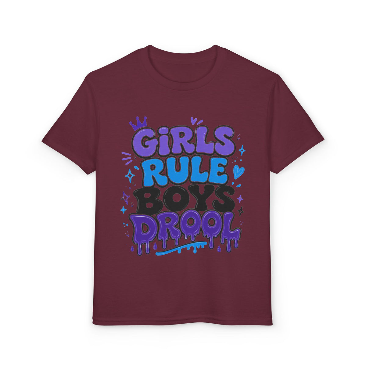 Girls Rule Boys Drool Youth T‑Shirt — Fun Bold Graphic Tee for Kids