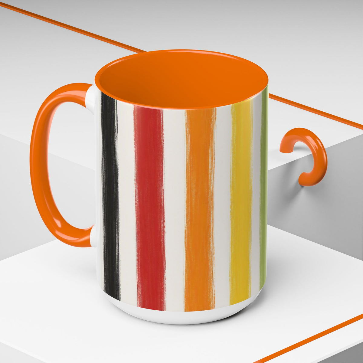 Rainbow Striped Accent Coffee Mug (11/15oz)
