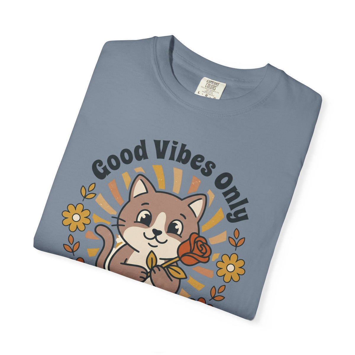 Good Vibes Only Cat T Shirt Floral Cat Graphic Tee
