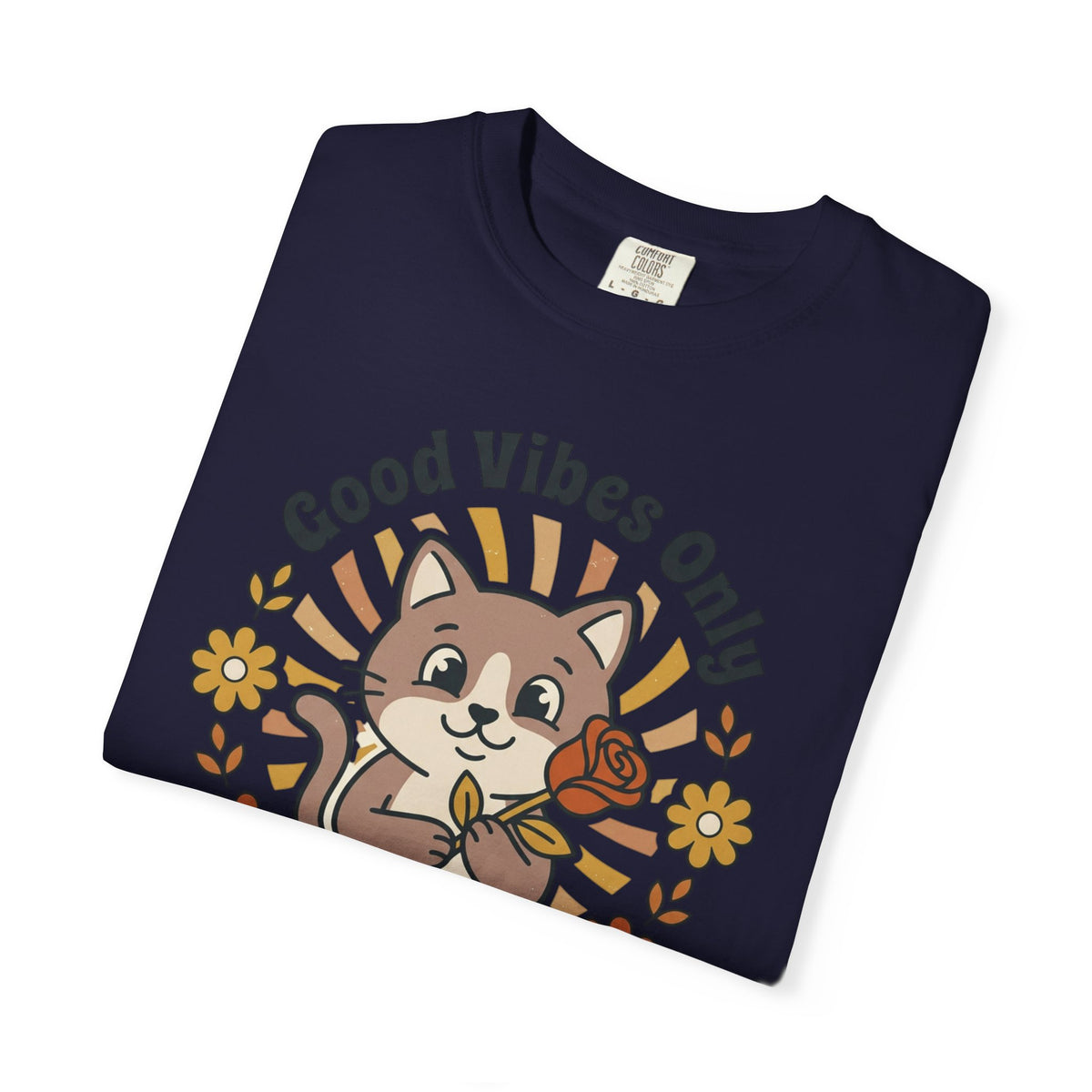 Good Vibes Only Cat T Shirt Floral Cat Graphic Tee