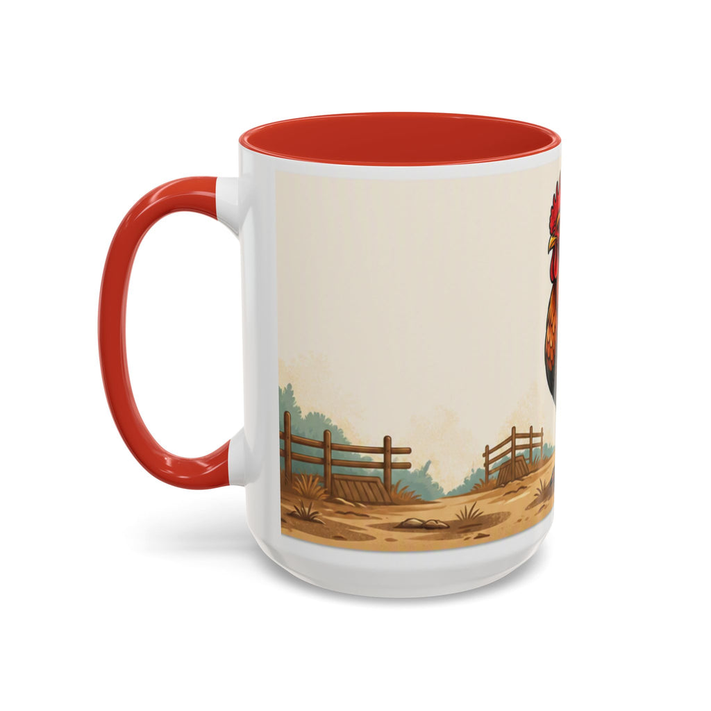 Rooster Accent Coffee Mug – Rustic Farmhouse Morning Mug