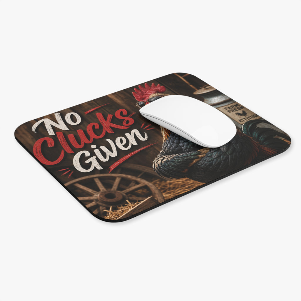 No Clucks Given Rooster Mouse Pad | Funny Farm Chicken Desk Mat