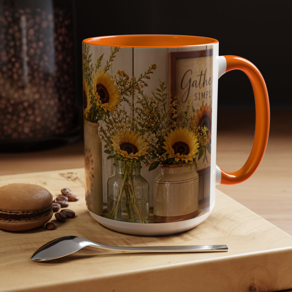 Sunflower Gatherings Coffee Mug — Rustic Farmhouse Accent Mug