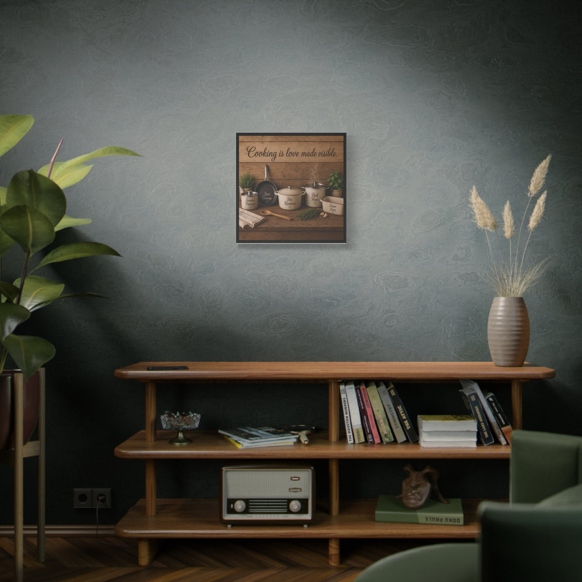 Cooking Is Love Made Visible — Rustic Kitchen Canvas Wall Art