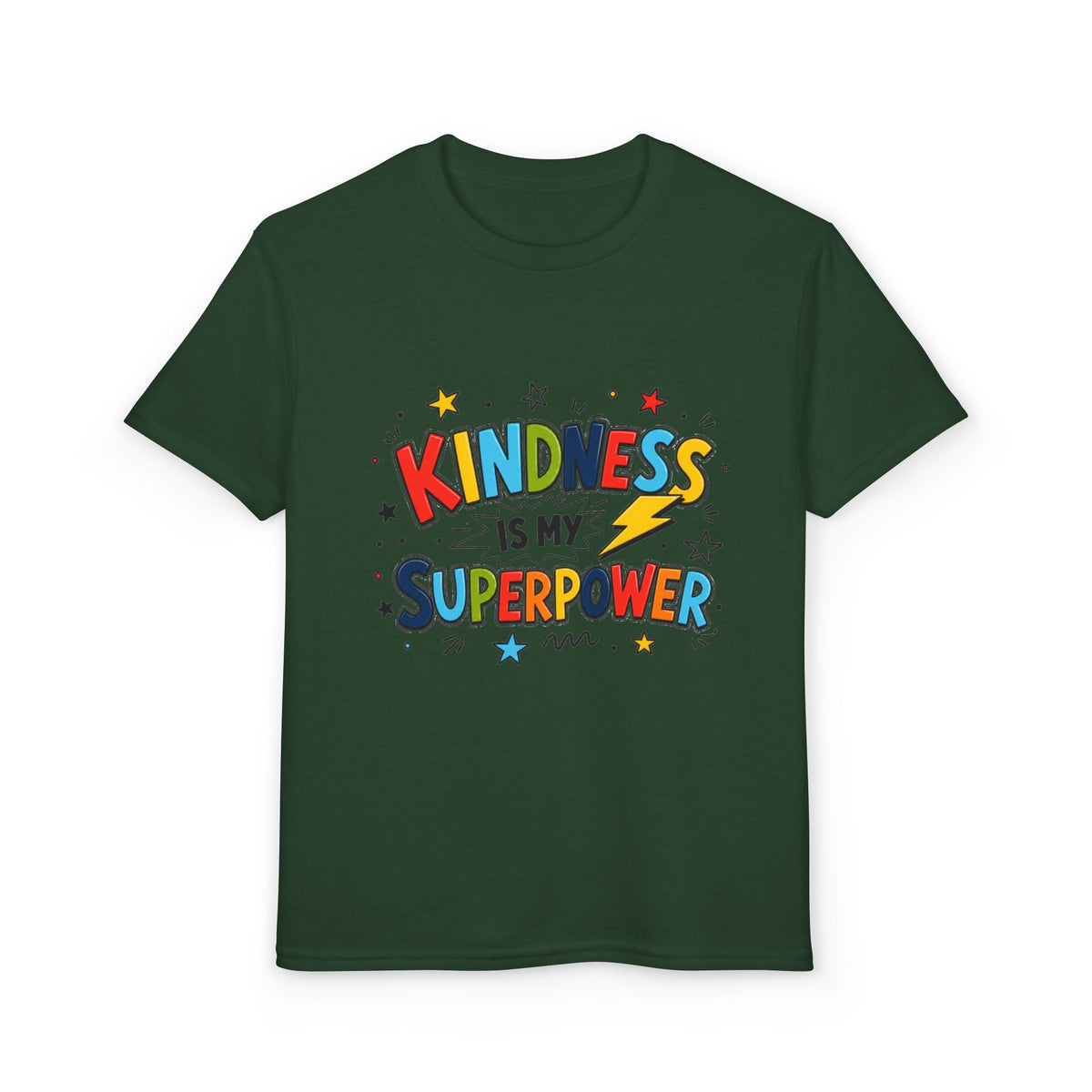 Youth T-Shirt — "Kindness Is My Superpower" Colorful Kids Graphic Tee