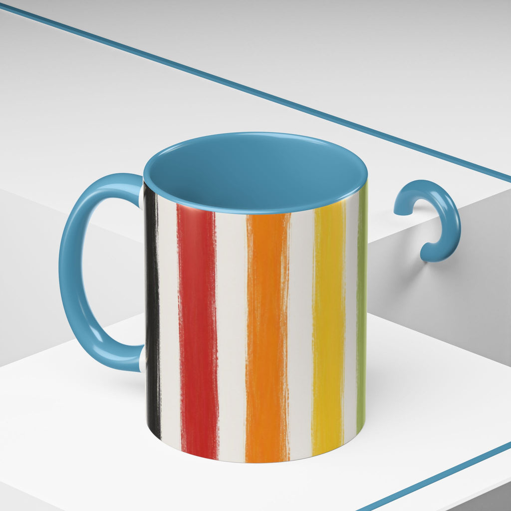 Rainbow Striped Accent Coffee Mug (11/15oz)
