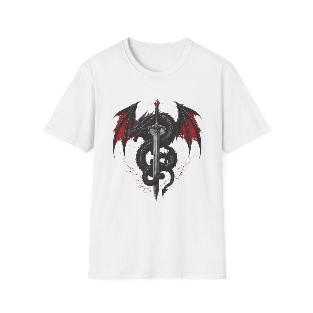 Dragon Sword T-Shirt — Gothic Red Winged Dragon Graphic Tee