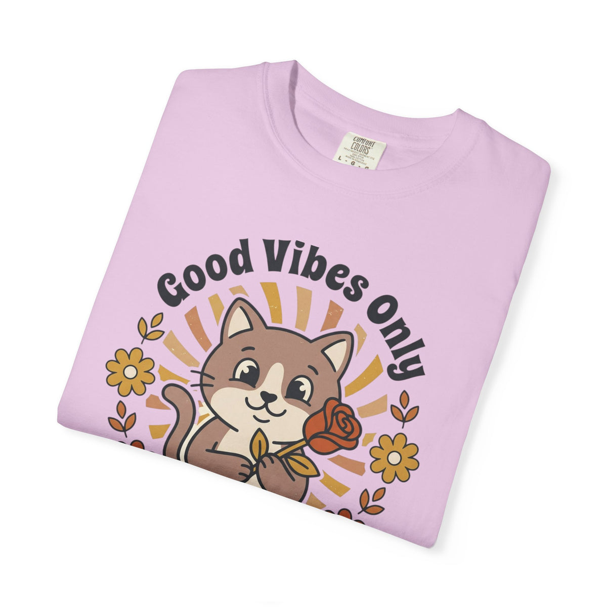 Good Vibes Only Cat T Shirt Floral Cat Graphic Tee