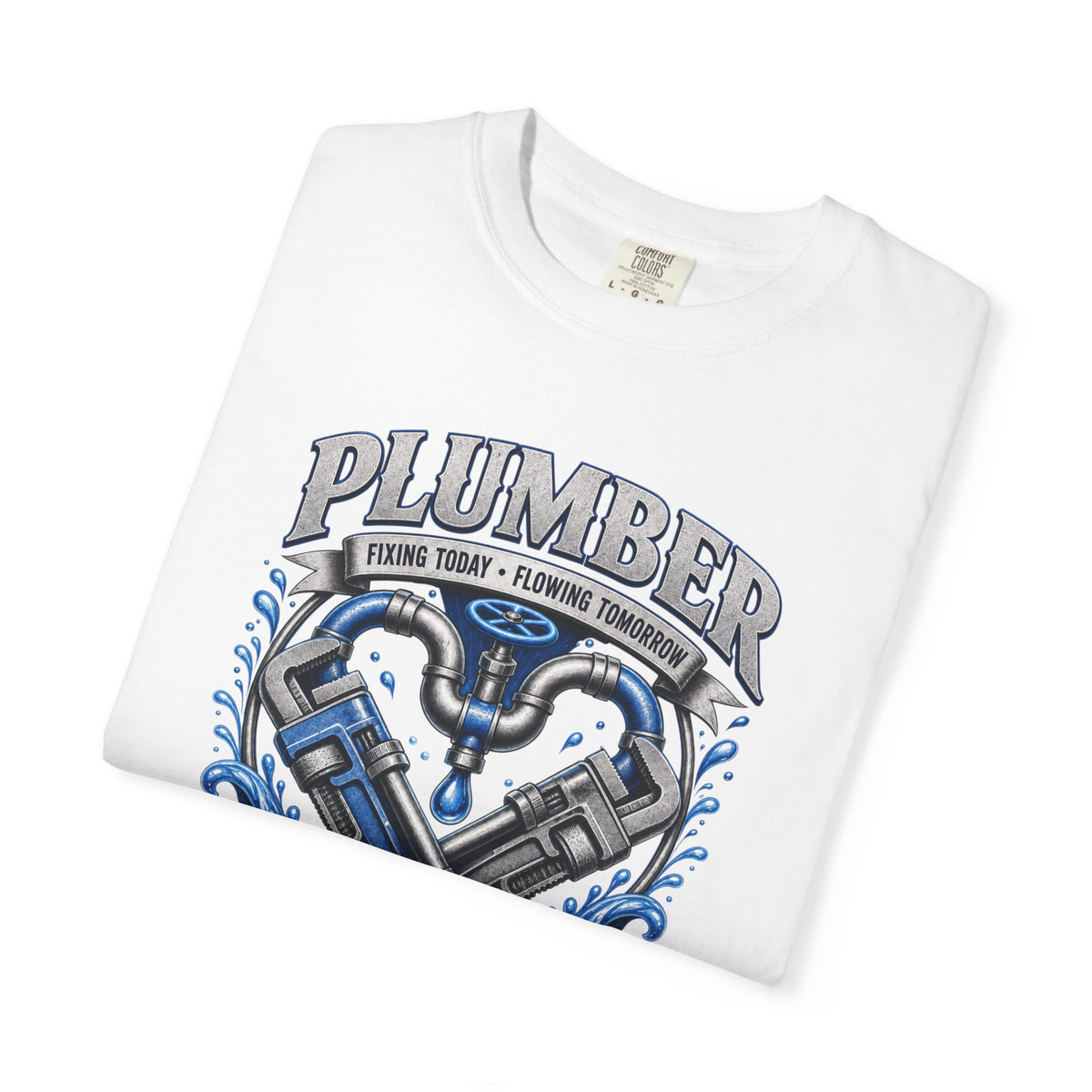 Plumber Plumbing Tools Graphic T-shirt | Pipe Wrench Crossed Logo