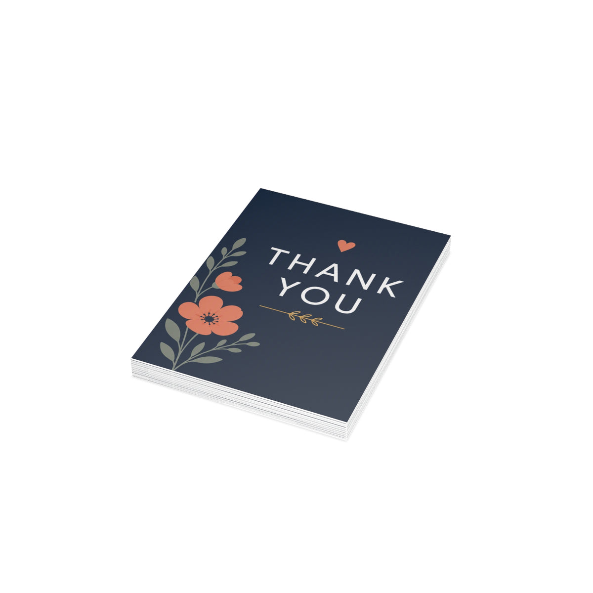 Thank You Greeting Cards — Floral Navy Folded Cards (10/30/50 pcs)