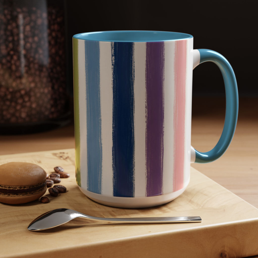 Rainbow Striped Accent Coffee Mug (11/15oz)
