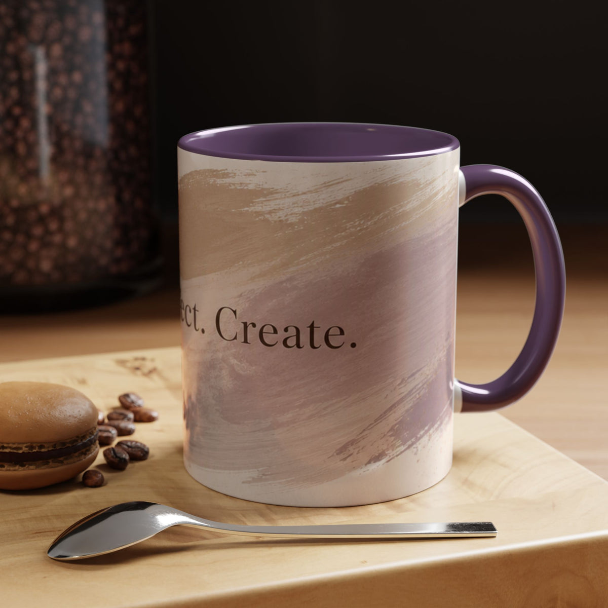 Inspirational Accent Coffee Mug — "Sip. Reflect. Create." Brushstroke Design