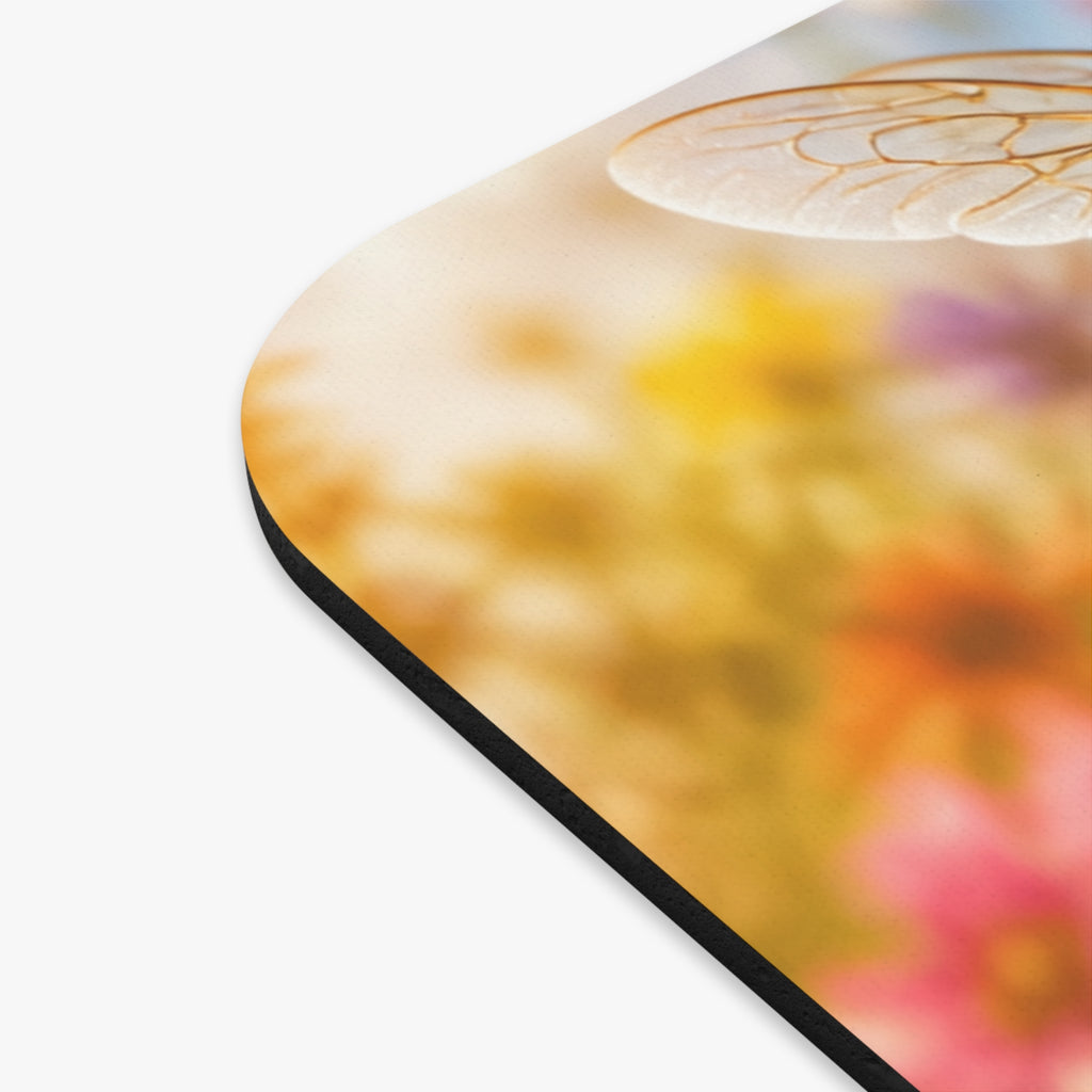 Honeybee in Wildflower Meadow Mouse Pad | Bee Floral Desk Mat