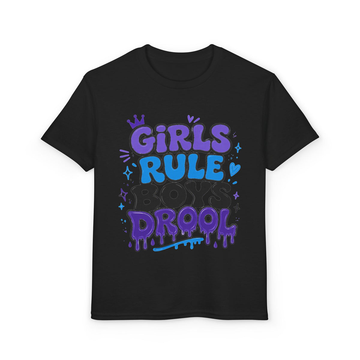 Girls Rule Boys Drool Youth T‑Shirt — Fun Bold Graphic Tee for Kids