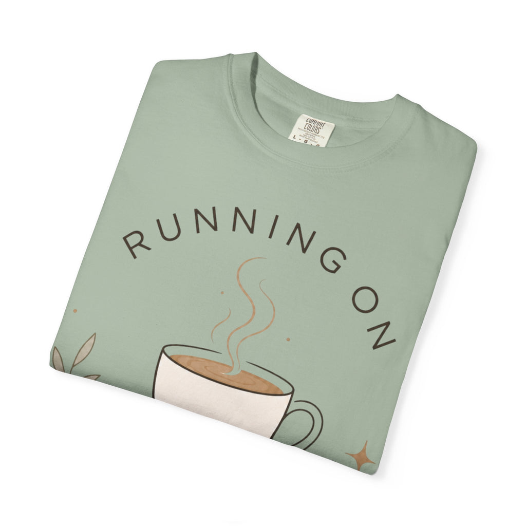 Running on Coffee & Vibes T-Shirt | Coffee Cup Illustration, Cozy Aesthetic