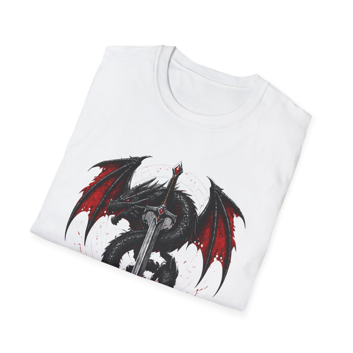Dragon Sword T-Shirt — Gothic Red Winged Dragon Graphic Tee