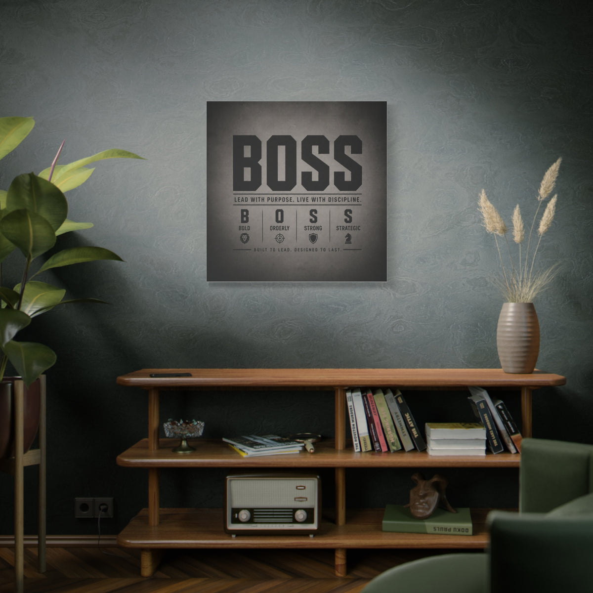 BOSS Motivational Canvas Wall Art — "Lead with Purpose, Live with Discipline"