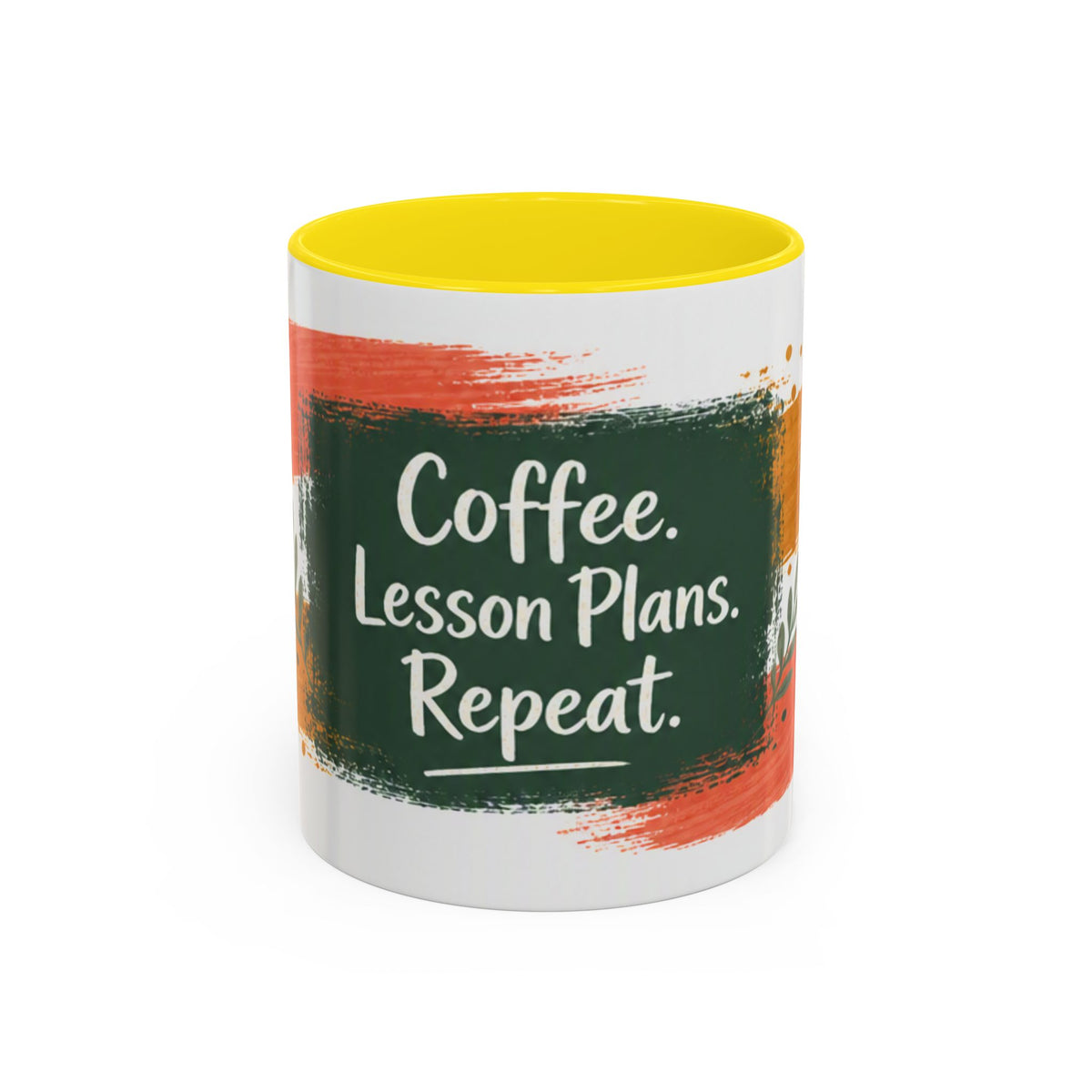 Teacher Coffee Mug - "Coffee. Lesson Plans. Repeat." Accent Ceramic Cup (11/15oz)