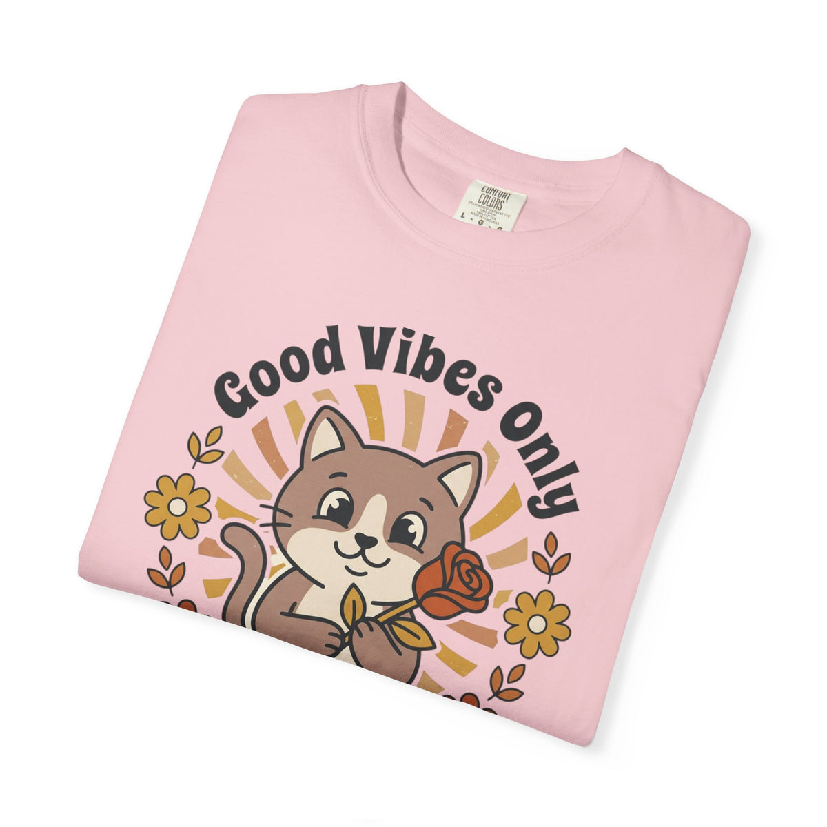 Good Vibes Only Cat T Shirt Floral Cat Graphic Tee