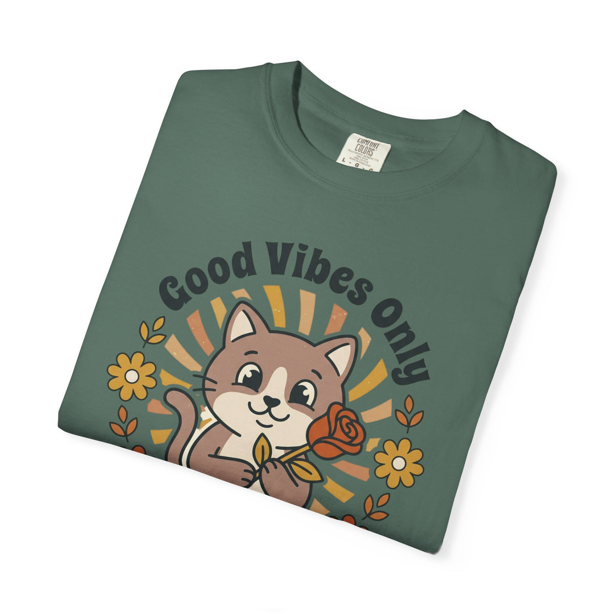Good Vibes Only Cat T Shirt Floral Cat Graphic Tee