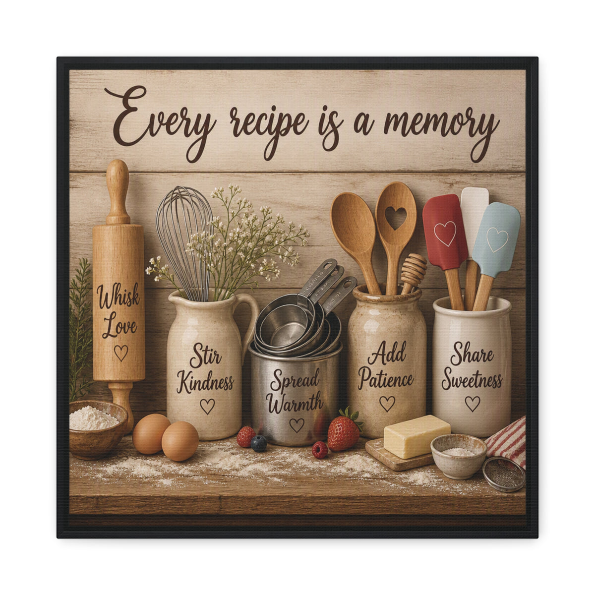 Every Recipe Is a Memory Kitchen Canvas Wall Art — Rustic Cooking Decor
