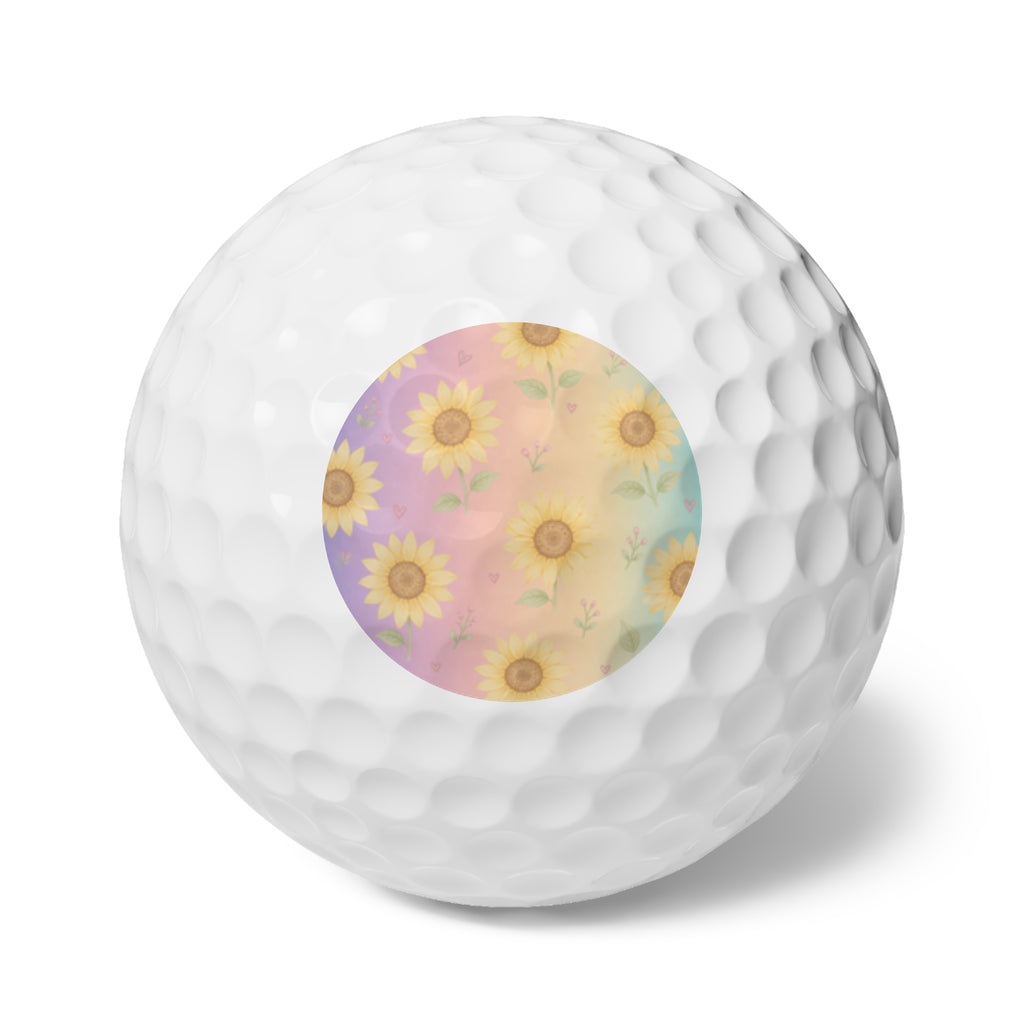 Floral Gradient Golf Balls – Sunflower Design – 6‑Piece Set