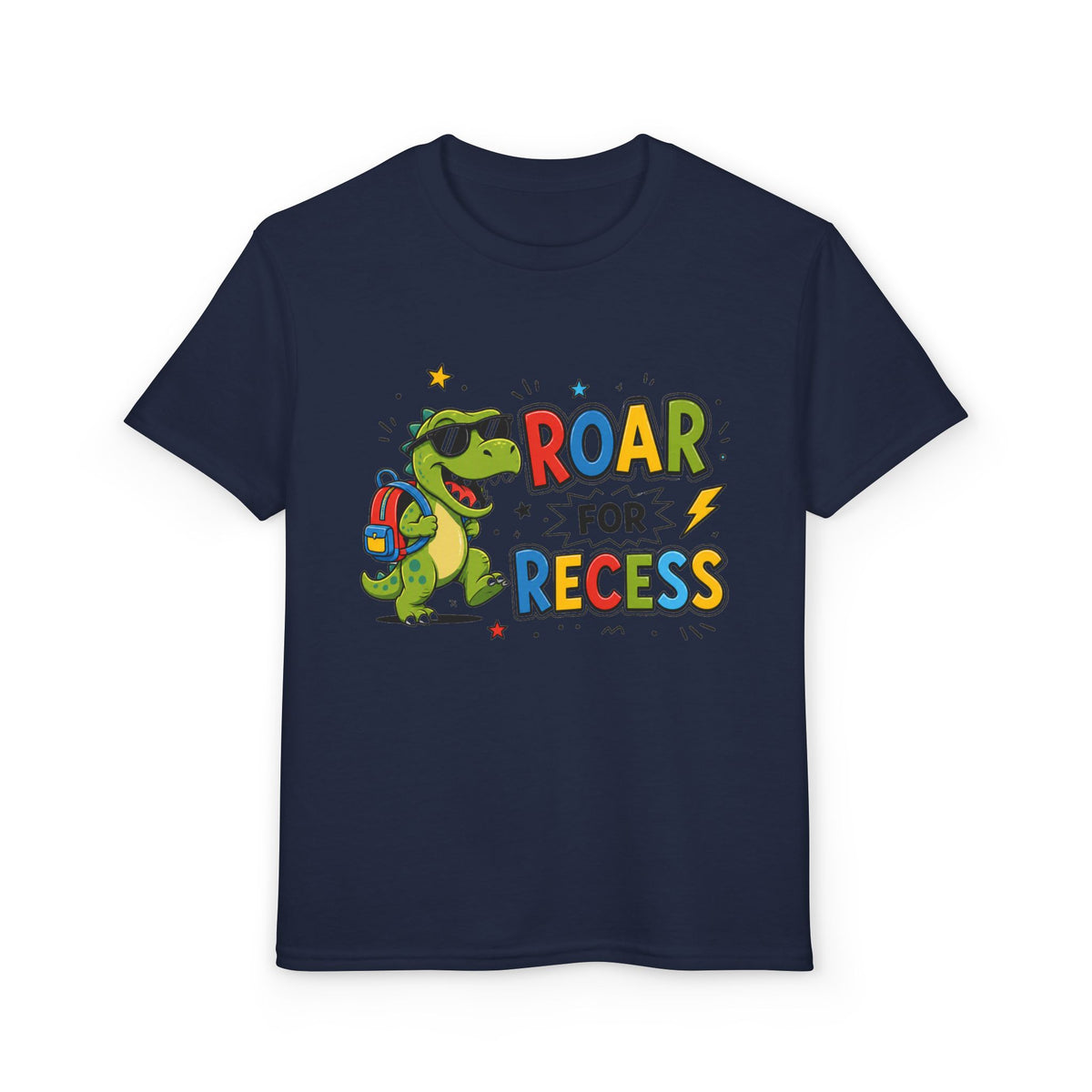 Kids "Roar Before Recess" Dino T-Shirt — Back-to-School Fun Tee