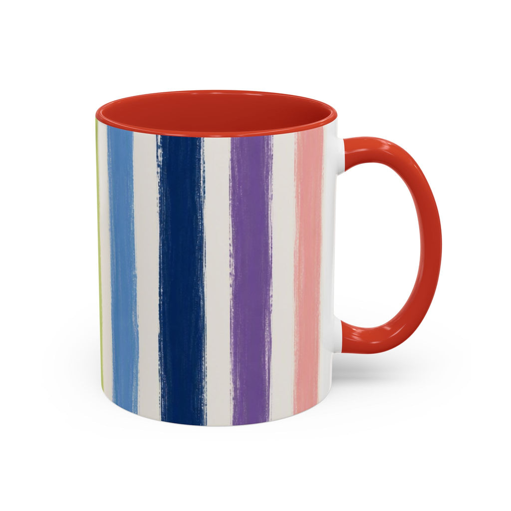 Rainbow Striped Accent Coffee Mug (11/15oz)