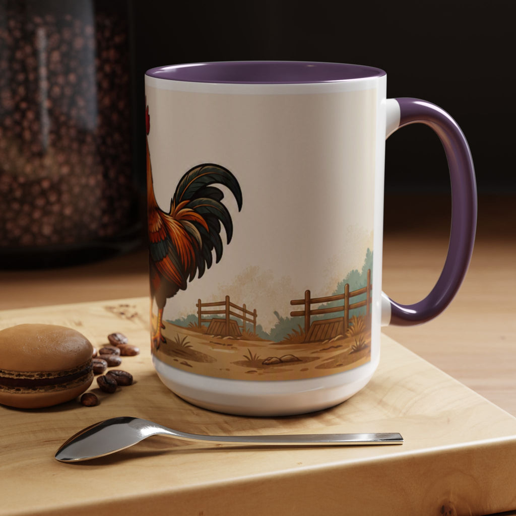 Rooster Accent Coffee Mug – Rustic Farmhouse Morning Mug