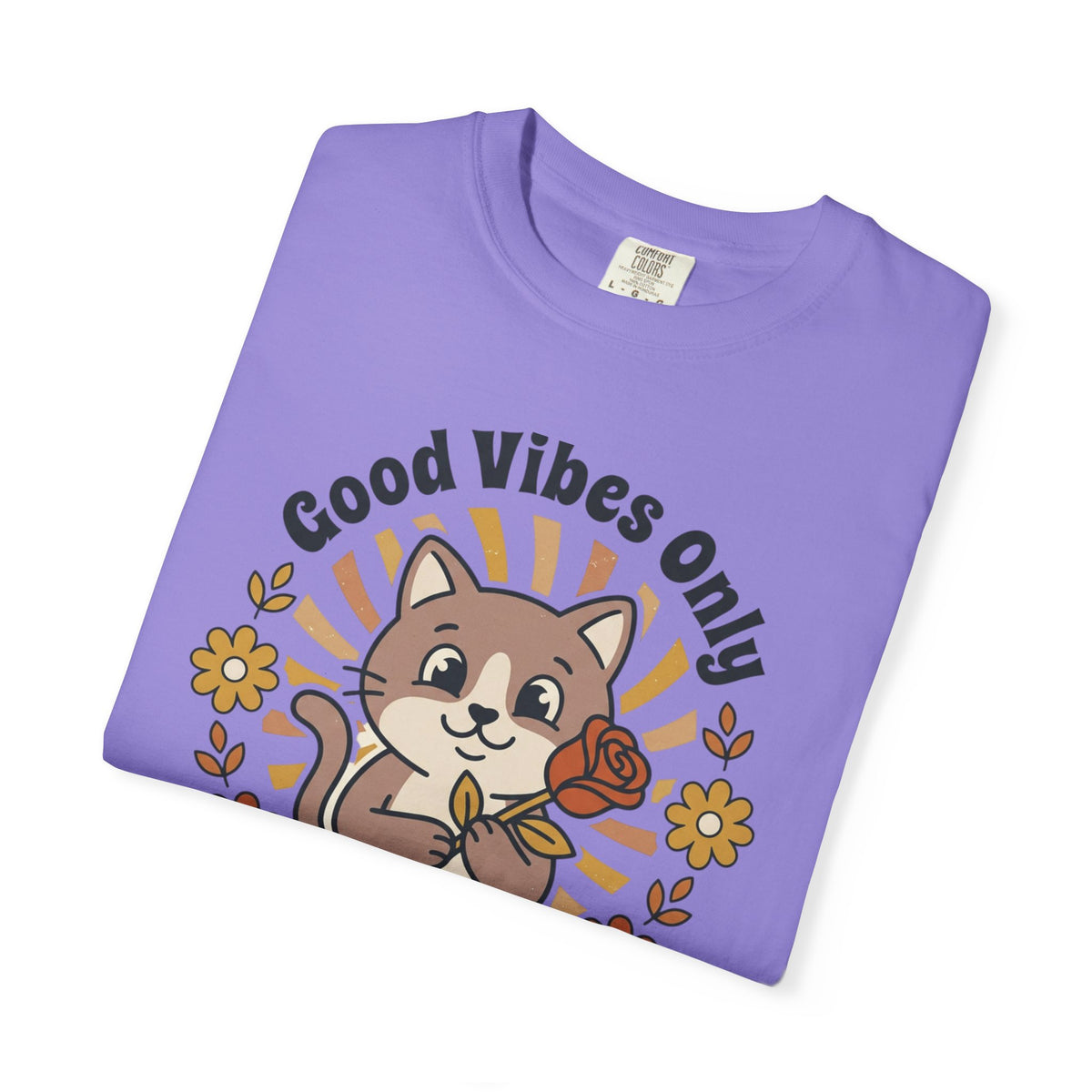 Good Vibes Only Cat T Shirt Floral Cat Graphic Tee