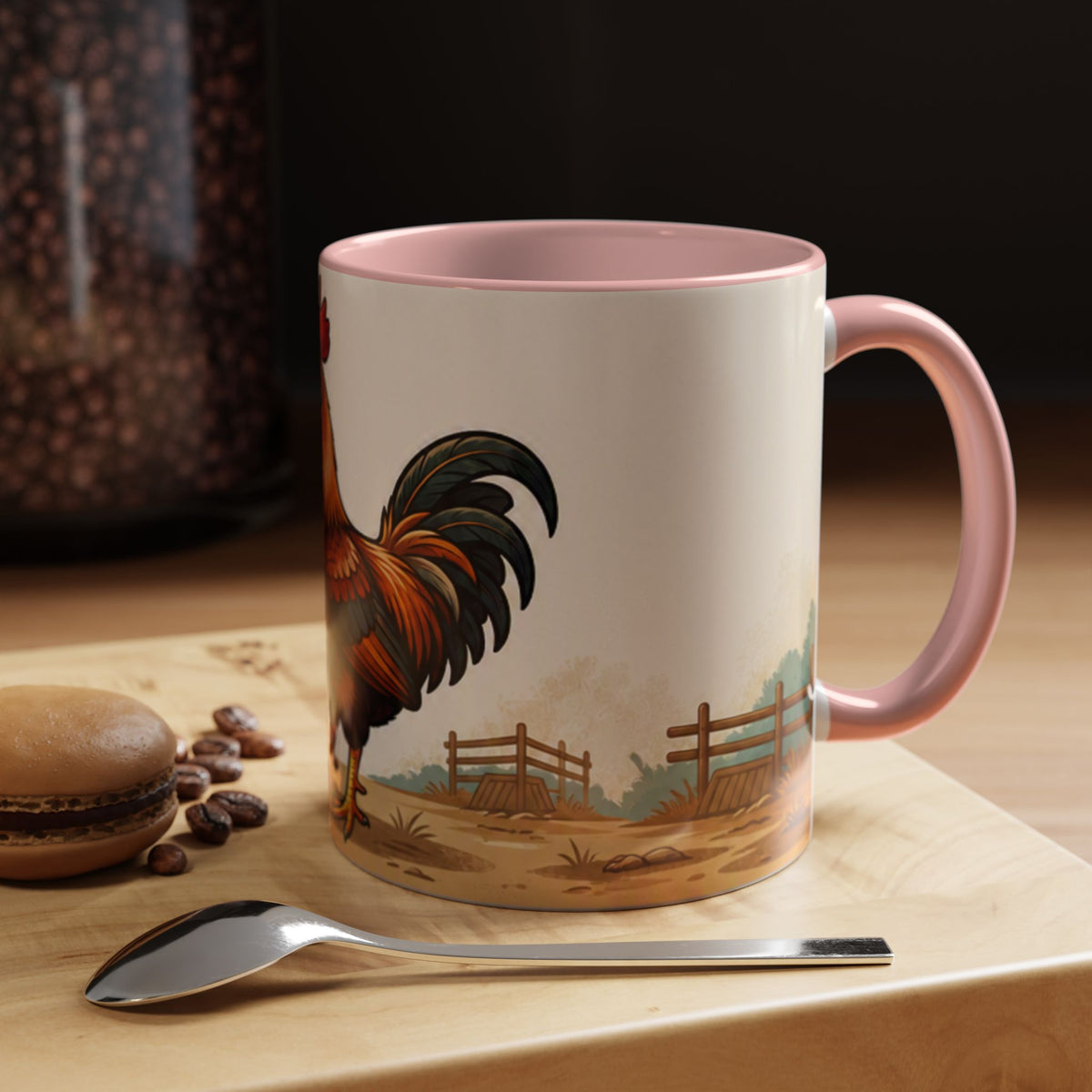 Rooster Accent Coffee Mug – Rustic Farmhouse Morning Mug