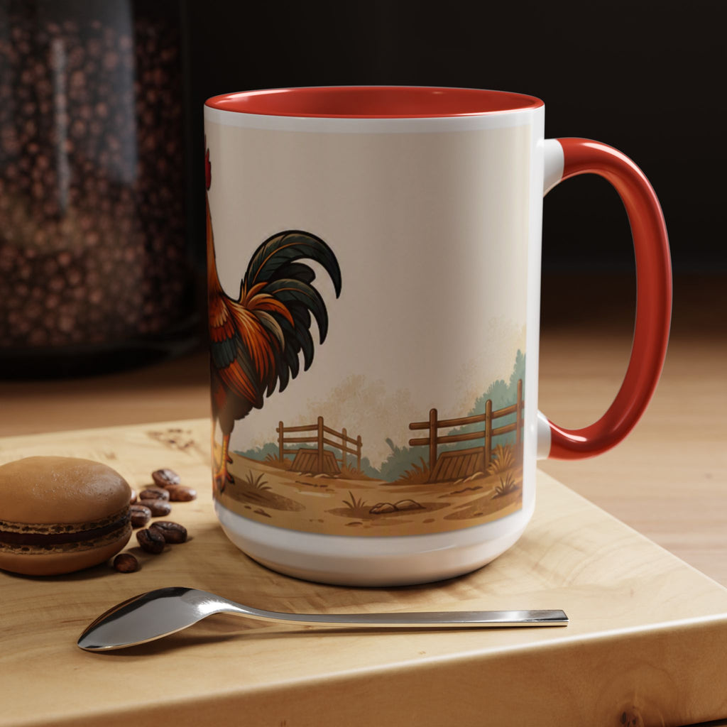 Rooster Accent Coffee Mug – Rustic Farmhouse Morning Mug