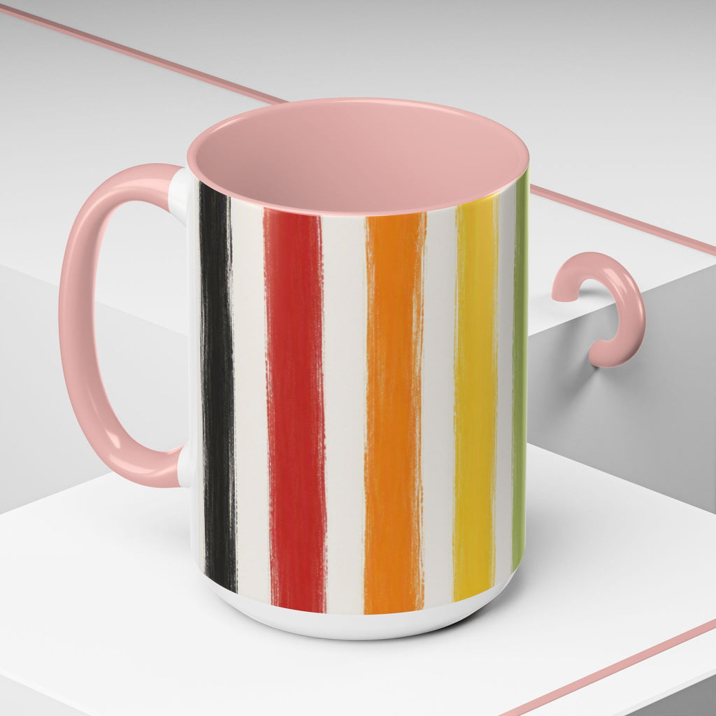 Rainbow Striped Accent Coffee Mug (11/15oz)