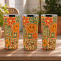 70s Retro Peace & Love Smiley Tumbler