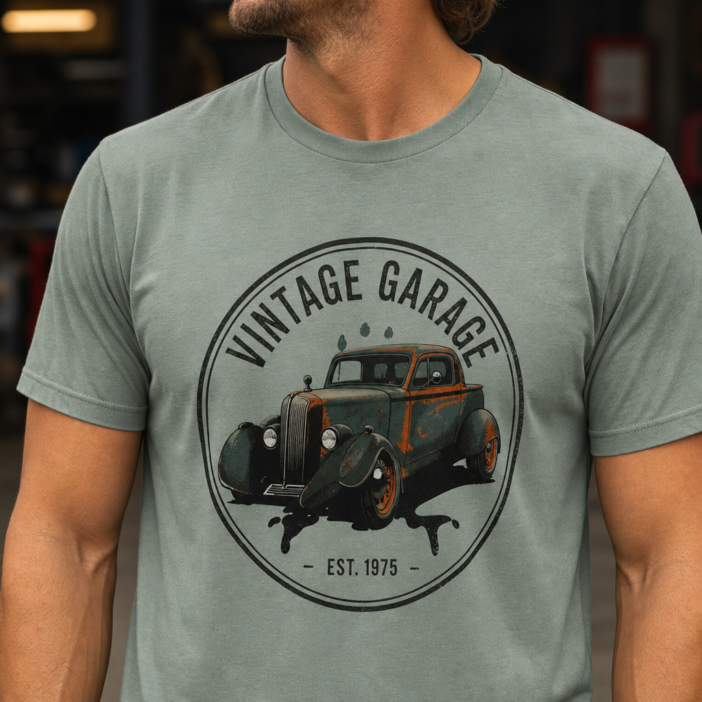 Vintage Garage Hot Rod T-Shirt | Classic Car Circle Logo
