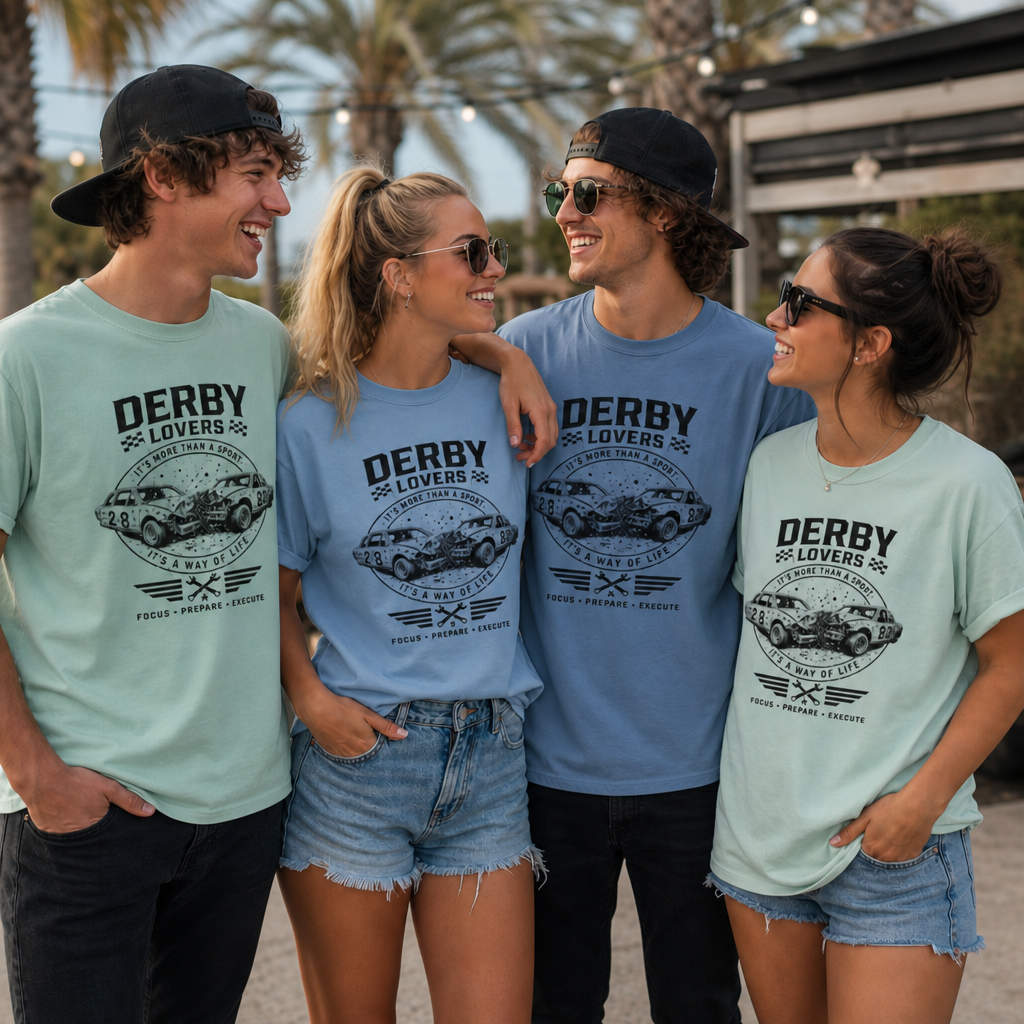 Derby Racers Illustration T-shirt | Vintage Race Car Design
