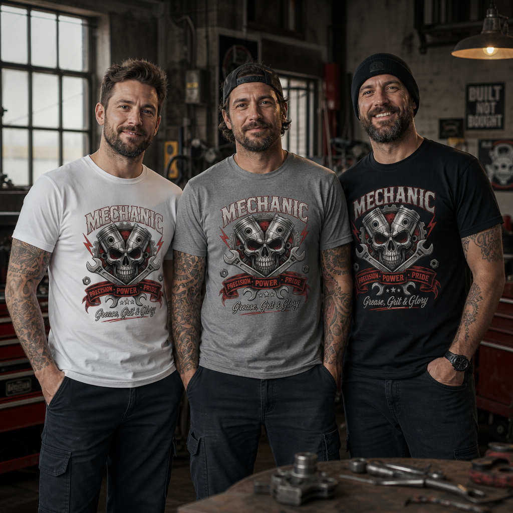 Mechanic Skull with Wrenches T-shirt | Grease Grit & Glory
