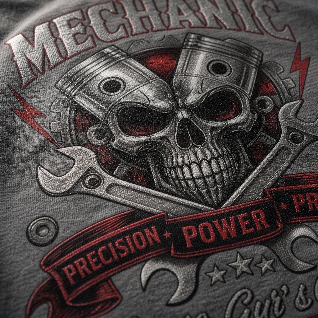 Mechanic Skull with Wrenches T-shirt | Grease Grit & Glory