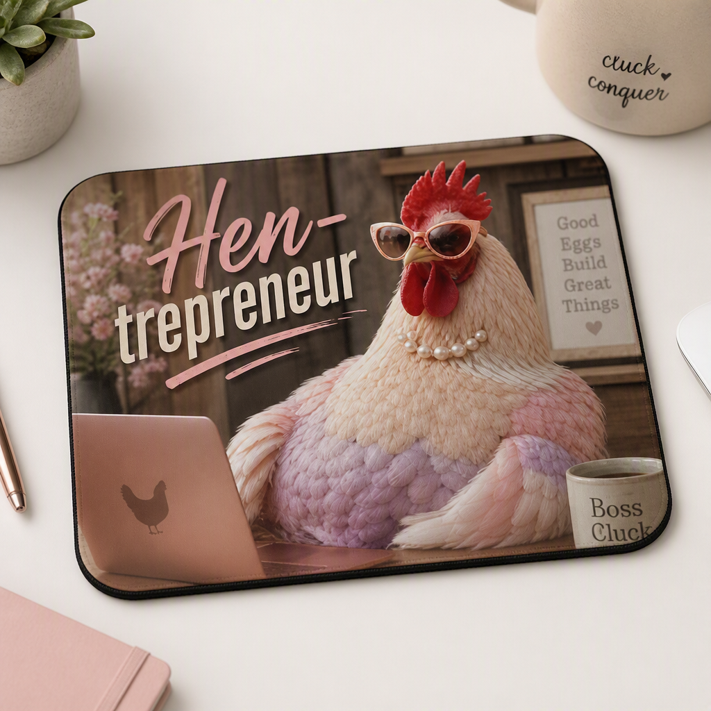 Hen-trepreneur Mouse Pad | Funny Chicken Business Desk Mat