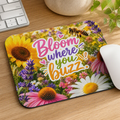 Bloom Where You Buzz Mouse Pad | Floral Bee Garden Desk Mat